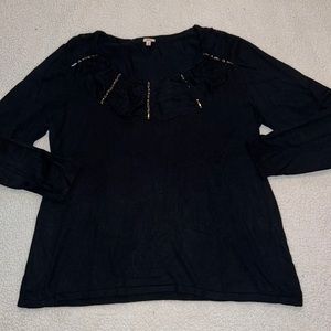 Reba 3/4 sleeve Sweater plus size 2X - 3X Black - Embellished